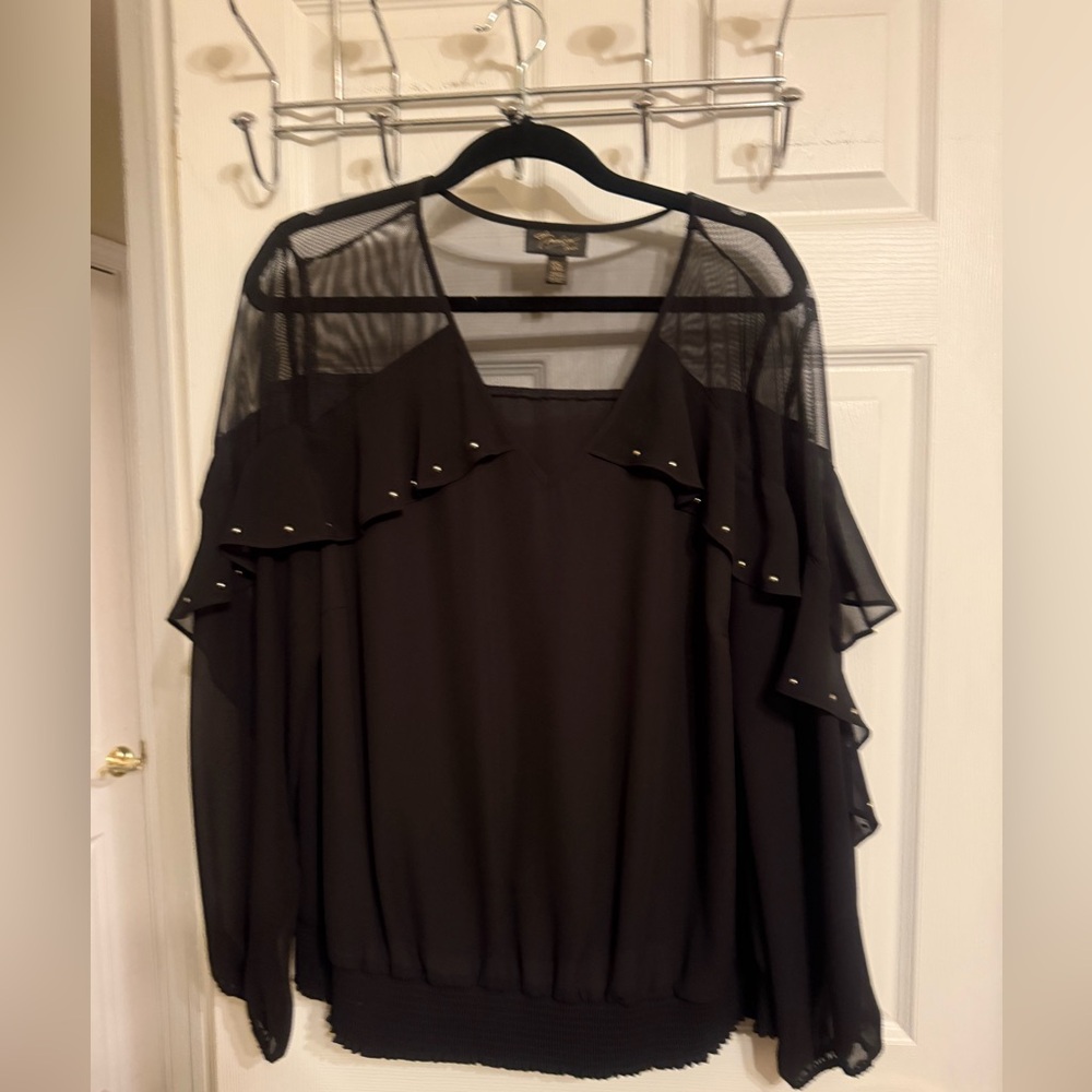 Elegant Black Sheer Women's Top
